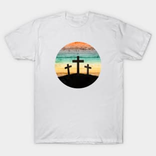 Christian Calvary Cross Sunset Vintage T-Shirt